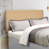 NNEIDS PU Leather Bed Headboard with Wooden Legs in King Size in Cream Colour