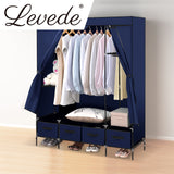 NNEIDS Portable Wardrobe Clothes Closet Storage Cabinet 4 Drawer Navy Blue