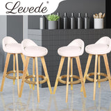 NNEIDS 4x Leather Swivel Bar Stool Kitchen Stool Dining Chair Barstools Cream