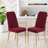NNEIDS 2x Dining Chair Covers Spandex Cover Removable Slipcover Banquet Party Burgundy