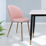 NNEIDS 2x Dining Chairs Seat French Provincial Kitchen Lounge Chair Pink