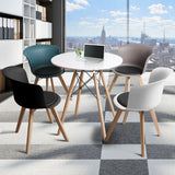 NNEIDS Office Meeting Table Chair Set 4 PU Leather Seat Dining Tables Chair Round Desk Type 4