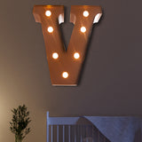 NNEIDS LED Metal Letter Lights Free Standing Hanging Marquee Event Party D?cor Letter V