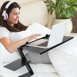 NNEIDS Foldable Laptop Desk Adjustable Stand Sofa Table Tray Mouse Board Portable Riser