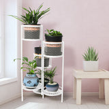 NNEIDS 6 Tier Plant Stand Swivel Outdoor Indoor Metal Stands Flower Shelf Rack Garden White