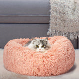 NNEIDS Pet Bed Cat Dog Donut Nest Calming Kennel Cave Deep Sleeping Pink XXL