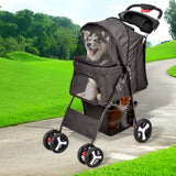 NNEIDS 4 Wheels Pet Stroller Dog Cat Cage Puppy Pushchair Travel Walk Carrier Pram
