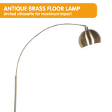 NNEDPE Sarantino Arc Floor Lamp Antique Brass Finish with Marble Base
