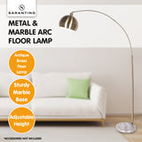 NNEDPE Sarantino Arc Floor Lamp Antique Brass Finish with Marble Base