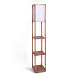 NNEDPE Sarantino Etagere Floor Lamp Off-White Fabric Shade in Wood Finish