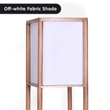 NNEDPE Sarantino Etagere Floor Lamp Off-White Fabric Shade in Wood Finish