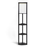 NNEDPE Sarantino Wood Etagere Floor Lamp in Tripod Shape 3 Wooden Shelves