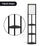 NNEDPE Sarantino Wood Etagere Floor Lamp in Tripod Shape 3 Wooden Shelves