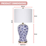NNEDPE Sarantino Table Lamp Ceramic Floral Base Cotton Drum Shade