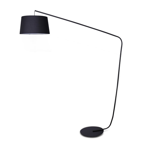 NNEDPE Sarantino Metal Arc Floor Lamp in Black Finish with Linen Taper Shade