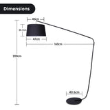 NNEDPE Sarantino Metal Arc Floor Lamp in Black Finish with Linen Taper Shade