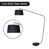 NNEDPE Sarantino Metal Arc Floor Lamp in Black Finish with Linen Taper Shade