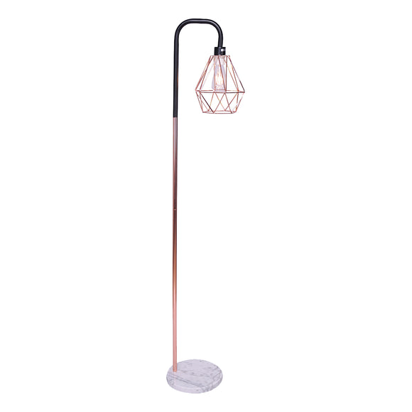 NNEDPE Sarantino Rose Gold Floor Lamp with Geometric Shade