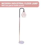 NNEDPE Sarantino Rose Gold Floor Lamp with Geometric Shade