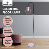 NNEDPE Sarantino Rose Gold Floor Lamp with Geometric Shade