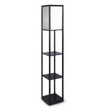 NNEDPE Sarantino Etagere Floor Lamp Shelves in Black Frame Fabric Shade