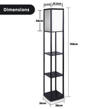 NNEDPE Sarantino Etagere Floor Lamp Shelves in Black Frame Fabric Shade