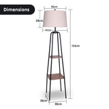 NNEDPE Sarantino Metal Etagere Floor Lamp Shade Metal Shelf in Wood Finish