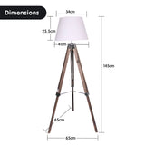 NNEDPE Sarantino Solid Wood Tripod Floor Lamp Adjustable Height White Shade