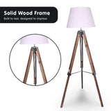 NNEDPE Sarantino Solid Wood Tripod Floor Lamp Adjustable Height White Shade