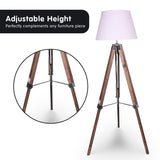 NNEDPE Sarantino Solid Wood Tripod Floor Lamp Adjustable Height White Shade