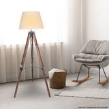 NNEDPE Sarantino Solid Wood Tripod Floor Lamp Adjustable Height White Shade