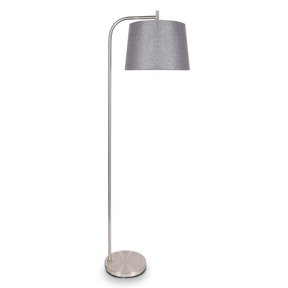 NNEDPE Sarantino Metal Task Floor Lamp Nickel Finish with Grey Fabric Shade