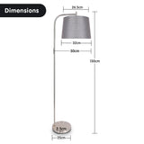 NNEDPE Sarantino Metal Task Floor Lamp Nickel Finish with Grey Fabric Shade