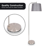 NNEDPE Sarantino Metal Task Floor Lamp Nickel Finish with Grey Fabric Shade