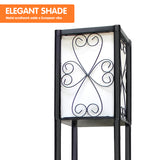 NNEDPE Sarantino Metal Etagere Floor Lamp with Wine Holder Shelf