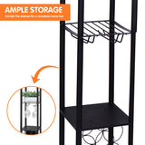 NNEDPE Sarantino Metal Etagere Floor Lamp with Wine Holder Shelf