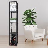 NNEDPE Sarantino Metal Etagere Floor Lamp with Wine Holder Shelf
