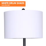 NNEDPE Sarantino Metal Floor Lamp Shade with Black Post in Round Wood Shelves