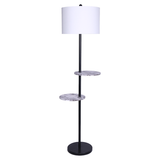 NNEDPE Sarantino Metal Floor Lamp Shade Black Post in Marble Finish Shelves