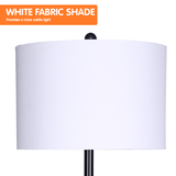 NNEDPE Sarantino Metal Floor Lamp Shade Black Post in Marble Finish Shelves