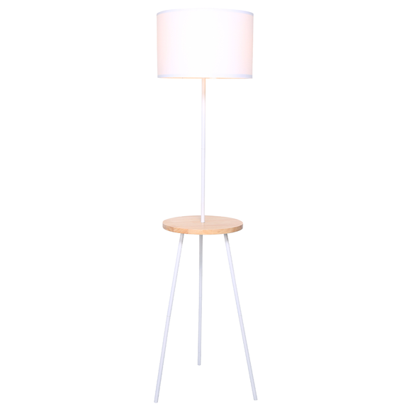 NNEDPE Sarantino Metal Tripod Floor Lamp Shade with Wooden Table Shelf