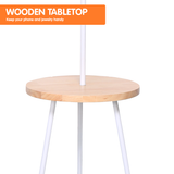 NNEDPE Sarantino Metal Tripod Floor Lamp Shade with Wooden Table Shelf