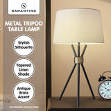 NNEDPE Sarantino Metal Tripod Table Lamp with Antique Brass Accent