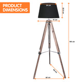 NNEDPE Sarantino Timber Tripod Floor Lamp Adjustable Height Taper Fabric
