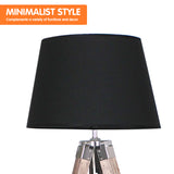 NNEDPE Sarantino Timber Tripod Floor Lamp Adjustable Height Taper Fabric