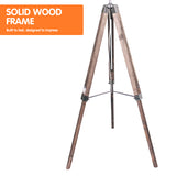 NNEDPE Sarantino Timber Tripod Floor Lamp Adjustable Height Taper Fabric