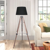 NNEDPE Sarantino Timber Tripod Floor Lamp Adjustable Height Taper Fabric