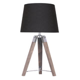 NNEDPE Sarantino Wooden Tripod Table Lamp With Black Taper Fabric Shade