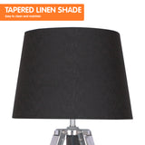 NNEDPE Sarantino Wooden Tripod Table Lamp With Black Taper Fabric Shade