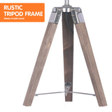 NNEDPE Sarantino Wooden Tripod Table Lamp With Black Taper Fabric Shade